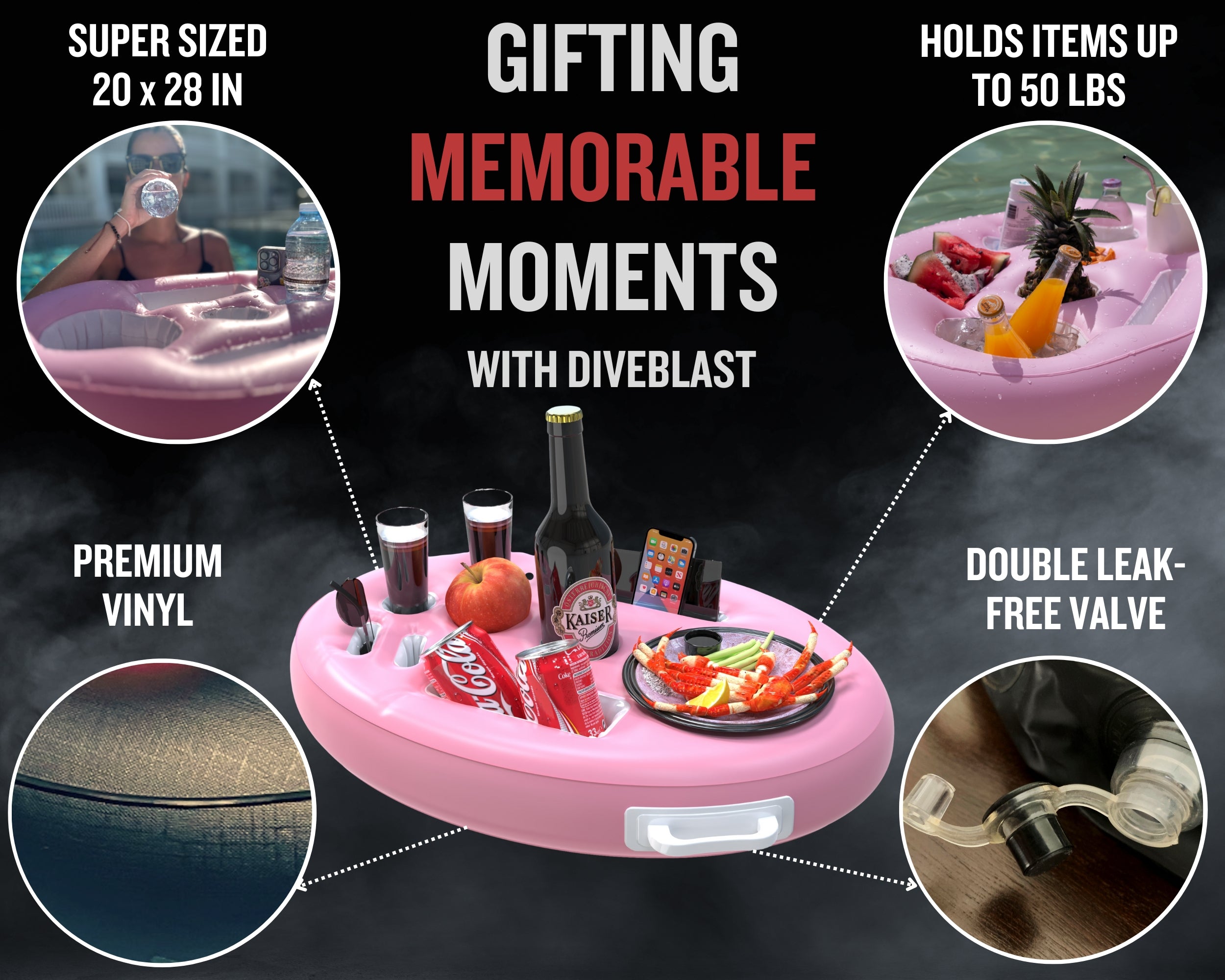 DIVEBLAST - Pink Premium Floating Drink Holder